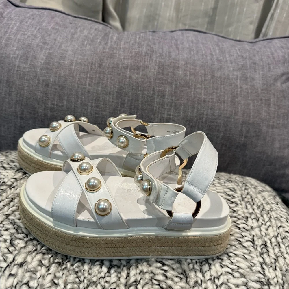 Karl Lagerfeld White Pearl Sandals - Picture 2 of 5